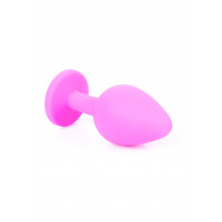 Анальна пробка з блакитним кристалом Plug-Jewellery Pink Silicon PLUG Medium-Light Blue Diamond