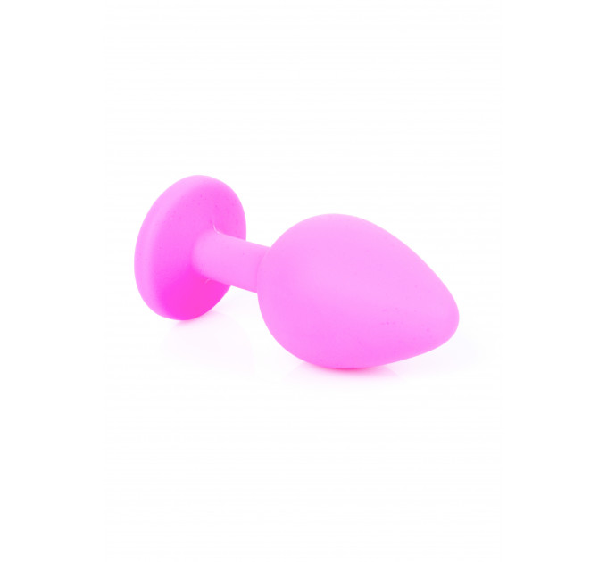 Анальна пробка з блакитним кристалом Plug-Jewellery Pink Silicon PLUG Medium-Light Blue Diamond