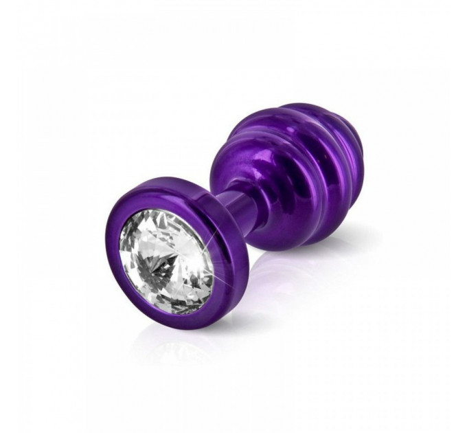 Анальна пробка з каменем Diogol Ano Butt Plug Geribbeld Paars 35 mm