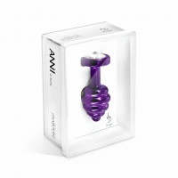 Анальна пробка з каменем Diogol Ano Butt Plug Geribbeld Paars 35 mm