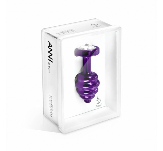 Анальна пробка з каменем Diogol Ano Butt Plug Geribbeld Paars 35 mm