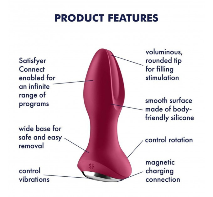 Анальна смарт-пробка із ротацією Satisfyer Rotator Plug 2+, бордовий