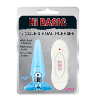 Анальна пробка з вібрацією і пультом Chisa Hi-Basic NICOLE'S блакитна