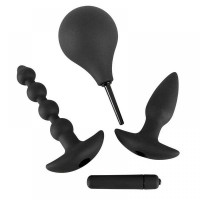 Анальный сет Black Velvet Anal Kit (анальная пробка, анальные бусы, вибропуля, анальный душ), черный Анальный сет Black Velvet Anal Kit (анальная пробка, анальные бусы, вибропуля, анальный душ), черный