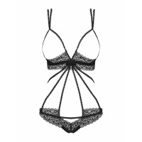 Боді Obsessive Liferia з відкритими грудьми, чорне, S/M