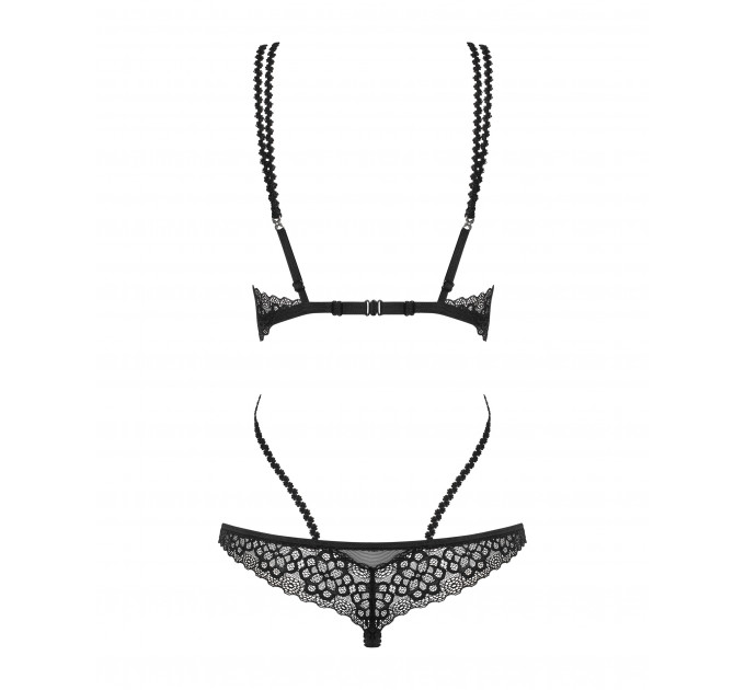 Боди Obsessive Liferia с открытой грудью, черное, S/M