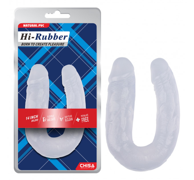 Фаллоимитатор двойной реалистичный Chisa Hi-Rubber 14, прозрачный