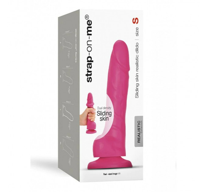 Фалоімітатор реалістичний розмір S Strap-On-Me на присосці, рожевий, 17 х 3.6 см