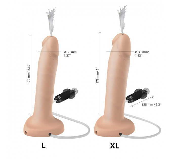 Фалоімітатор з ефектом сім'явипорскування, реалістичний, тілесний, XL Strap-On-Me