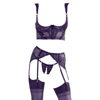 Комплект білизни із трьох предметів з мережива та оксамиту Shelf Bra Set 85B/LShelf Bra Set 80B/M
