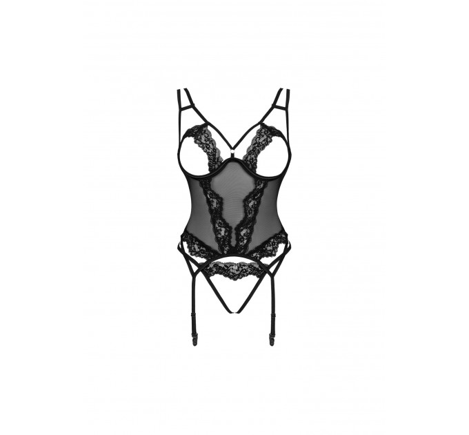 Комплект (корсет + трусики) Obsessive Setilla corset black L/XL