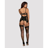 Комплект Obsessive Amallie корсет та стрінги L/XL