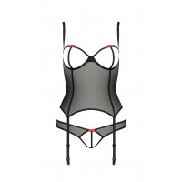 Корсет з відкритими грудьми та трусики HEIDI CORSET black S/M - Passion