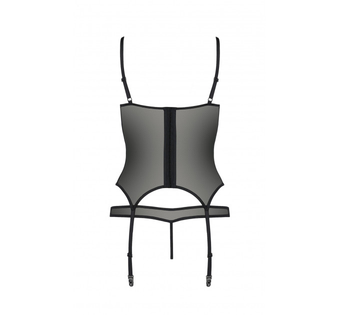 Корсет с открытой грудью и трусики HEIDI CORSET black S/M - Passion