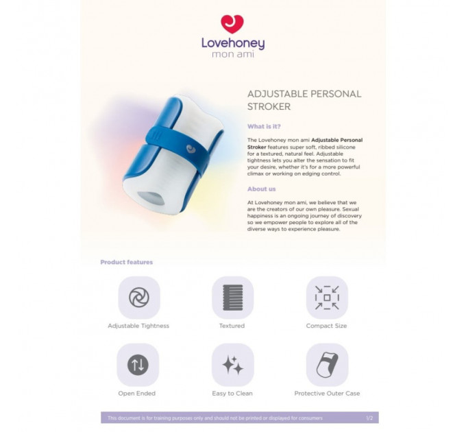 Мастурбатор Lovehoney Mon Ami Adjustable із відкритим каналом, біло-блакитний