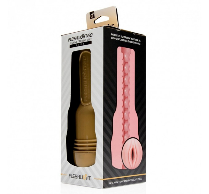 Мастурбатор вагина в колбе, киберкожа Fleshlight Go Pink Lady STU, бежевый