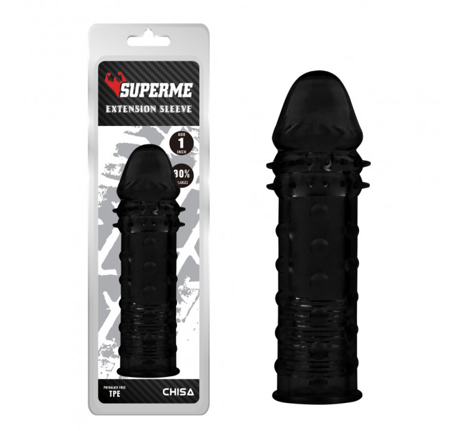 Насадка з вираженою головкою Chisa Superme Extensio і шипами, чорна