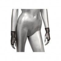 Перчатки короткие в мелкую сетку со стразами CalExotics Fingerless Gloves, черные