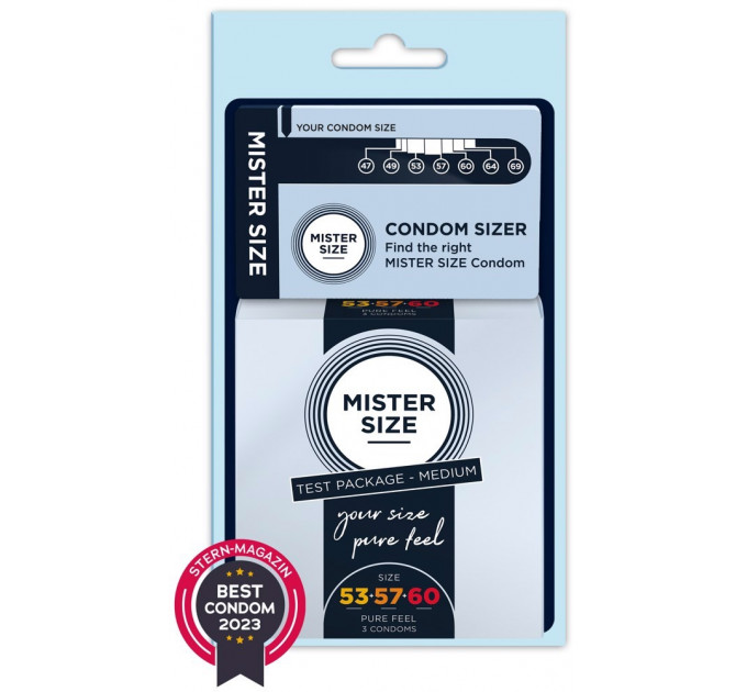 Тестбокс/Комплект із 3 презервативів Mister Size Tester Kit 53-57-60 Medium, для визначення розміру