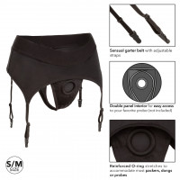 Трусики для страпона с высоким поясом California Exotics Boundless Thong with Garter S/M