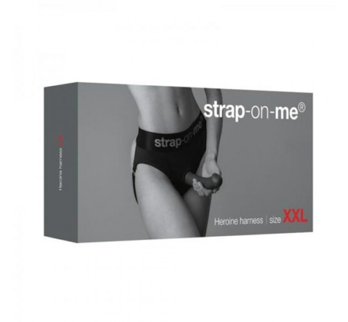 Трусики для страпону, XXL, Strap-On-Me кільцеве кріплення, з відритими сідницями, чорні