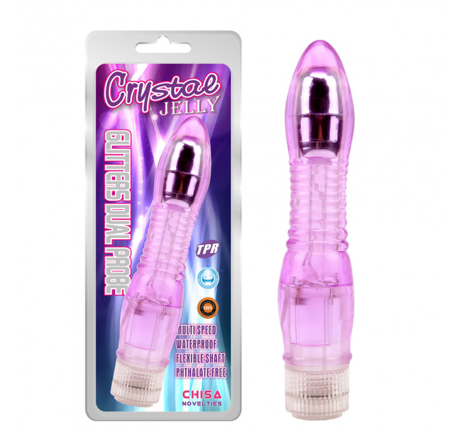 Вибратор гелевый ребристый Chisa Crystal Jellie, фиолетовый