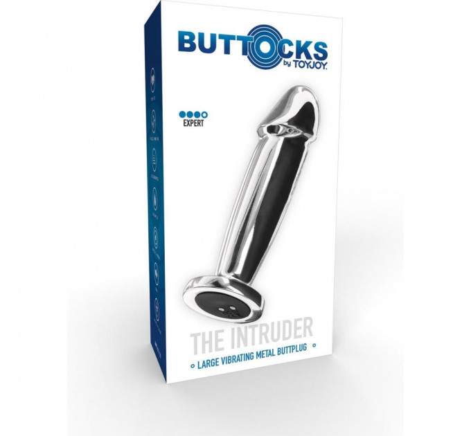 Вібраційний металевий анальний затор ToyJoy The Intruder Vibrating Plug, сріблястий