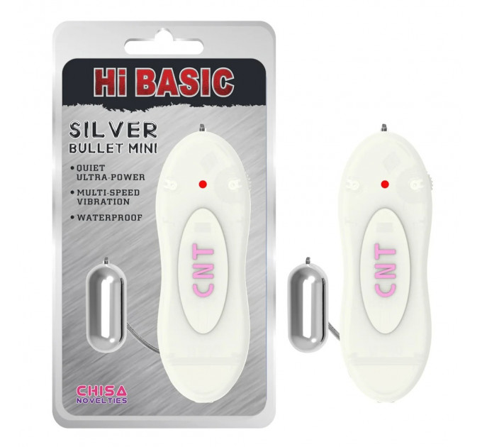 Вибропуля на пульте управления Chisa Hi-Basic Silver Bullet Mini, серебристая