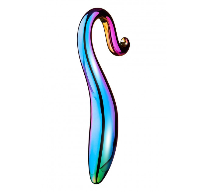 Вигнутий скляний фалоімітатор Dream Toys Glamour Glass, різнокольоровий