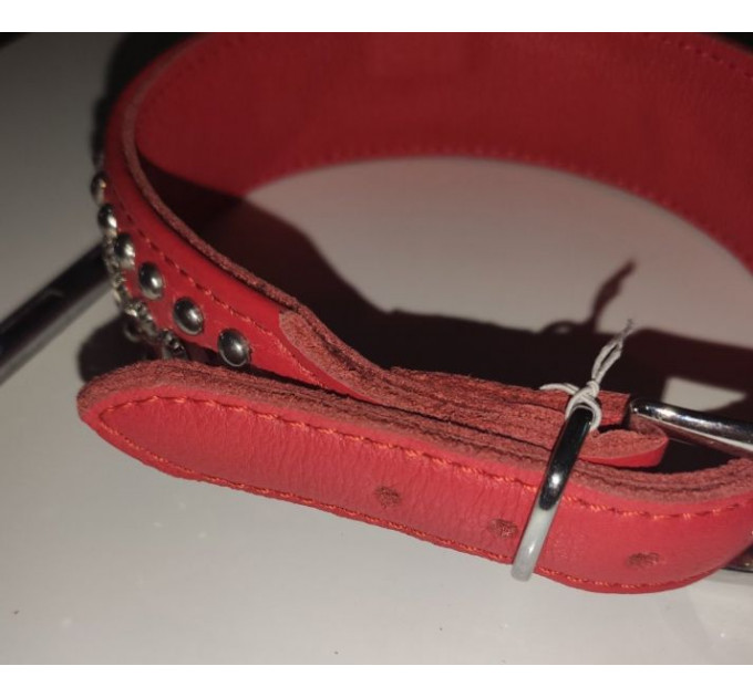 Ошейник Leather Rivet & Crystal, Red