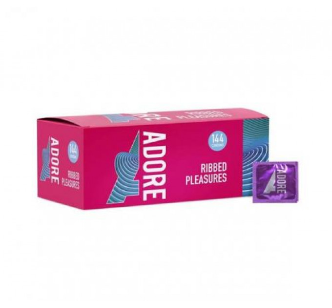 Ребристі презервативи Pasante Adore Ribbed Pleasure, 144 шт