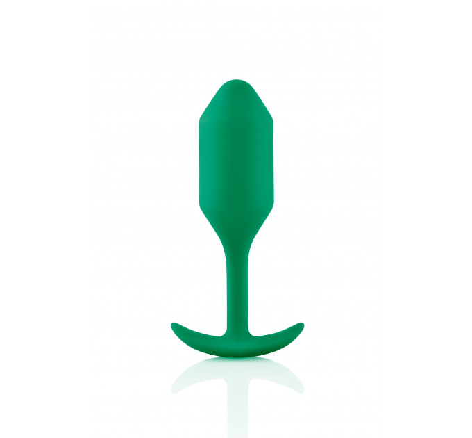 Анальная пробка со смещенным центром тяжести B-Vibe Snug Plug 2, силиконовая, зеленая