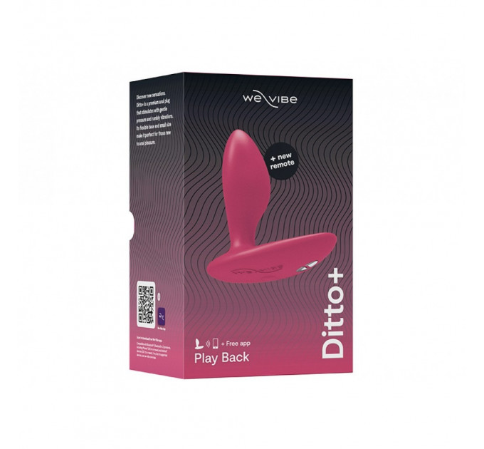 Анальная пробка з вибрацией We-Vibe Ditto+ Cosmic Pink с пультом и управлением с телефона