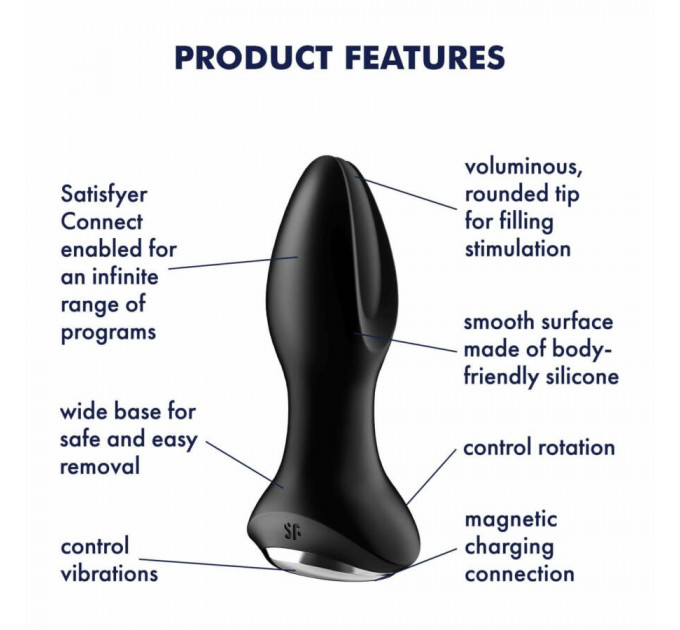 Анальна смарт-пробка із ротацією Satisfyer Rotator Plug 2+, чорний