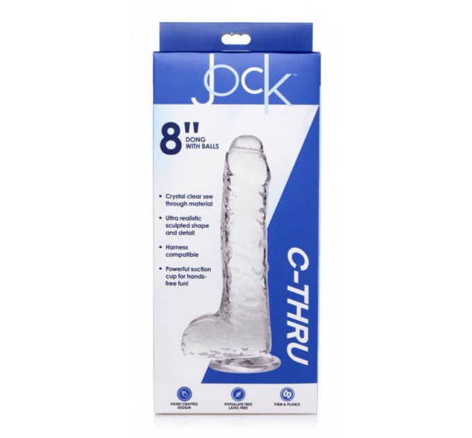 Фаллоимитатор реалистичный на присоске Jock C-Thru прозрачный, 21 см