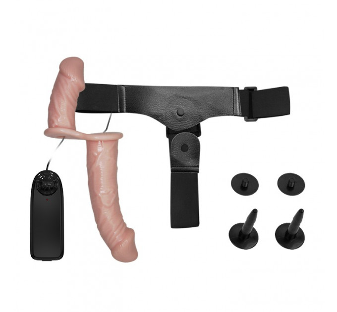 Подвійний страпон з вібрацією Ultra Passionate Harness Dual Vibration з провідним пультом керування