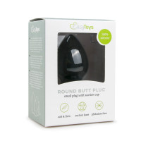 Анальная пробка с присоской Round Butt Plug черная, 8.5 см х 4 см