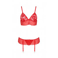 Комплект білизни з поясом для панчіх FABIANA SET red S/M - Passion