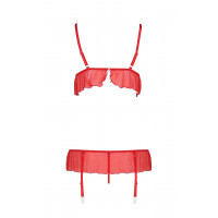 Комплект білизни з поясом для панчіх FABIANA SET red S/M - Passion