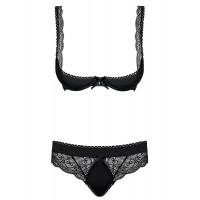 Комплект Obsessive MIAMOR SET S/M з відкритими грудьми, чорний