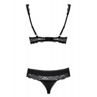 Комплект Obsessive MIAMOR SET S/M з відкритими грудьми, чорний