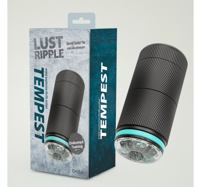 Мастурбатор прозрачный в черной колбе Chisa Lust Ripple Tempest
