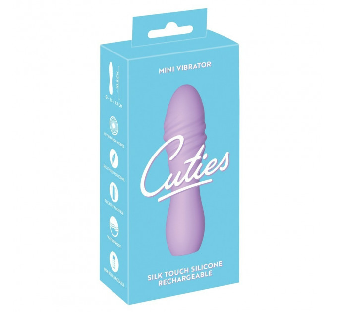 Мини-вибратор с рельефом Cuties 3, лиловый, 10.8 х 2.8 см