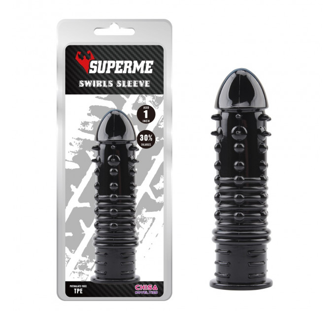 Насадка рельєфна Chisa Superme Swirls із закритою головкою, чорна