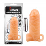 Насадка на член увеличивающая Chisa Superme Vibrating Warrior Sleeve реалистичная, с вибропулей
