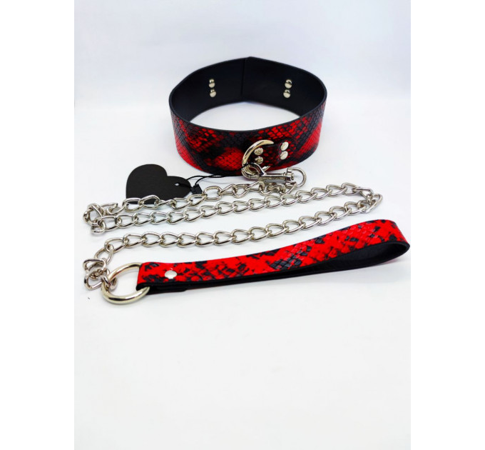 Оейник с поводком Collar black/red with leash