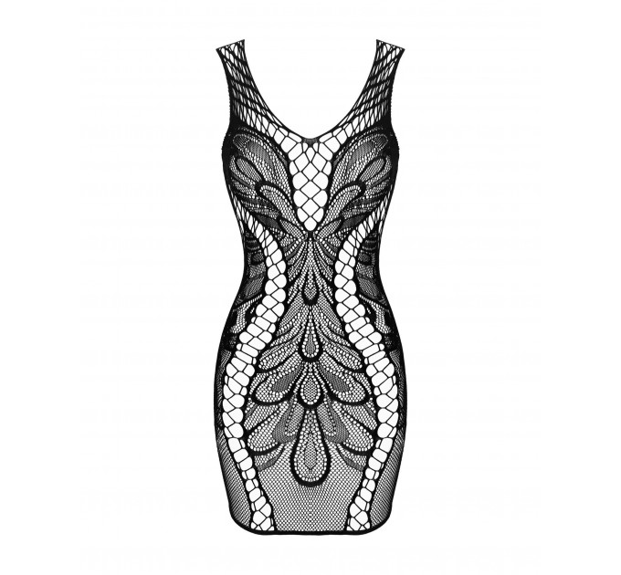 Платье в мелкую и крупную сетку с узором Obsessive D608 черный, S/M/L