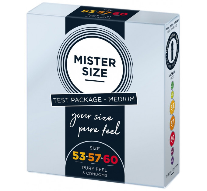Тестбокс/Комплект із 3-х презервативів Mister Size 53-57-60, для визначення ідеального розміру