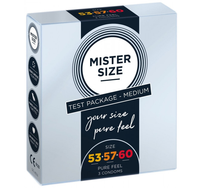 Тестбокс/Комплект із 3-х презервативів Mister Size 53-57-60, для визначення ідеального розміру