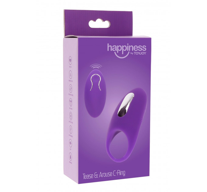 Вібро-ерекційне кільце з дистанційним пультом Toy Joy фіолетове, 8.9 х 4.2 см